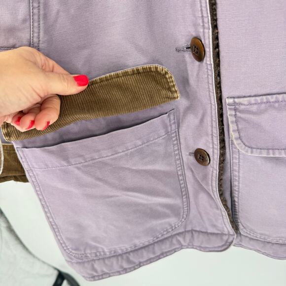 Vintage L.L. Bean Sherpa Lined Utility Chore Jacket Lavender Button Front Sz XS - Picture 7 of 8